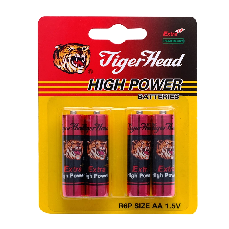 Tiger Heaad Bateria Seca primário de zinco carbono pilha AA R6P para lanternas/rádio