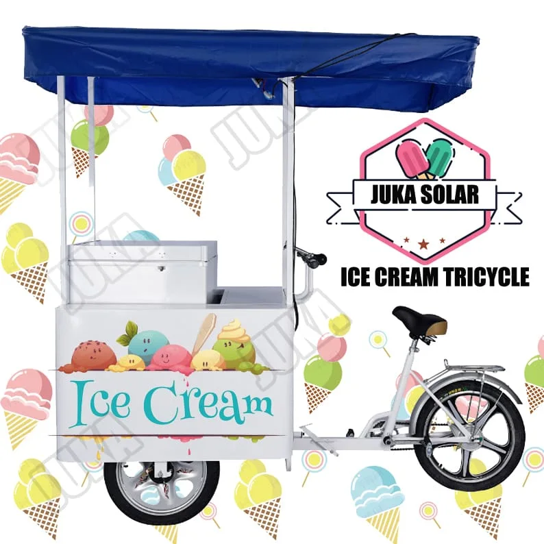 Diseño diferente bicicleta de helado con 158 litros de nevera solar