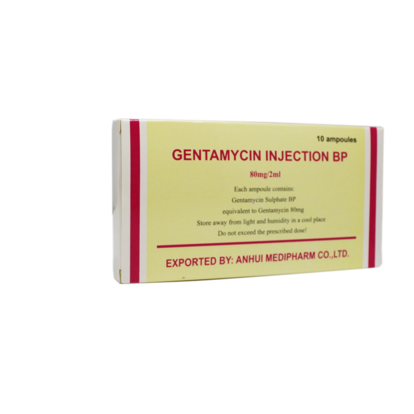 Gentamicina injecção 80mg/2ml antibiótico medicina