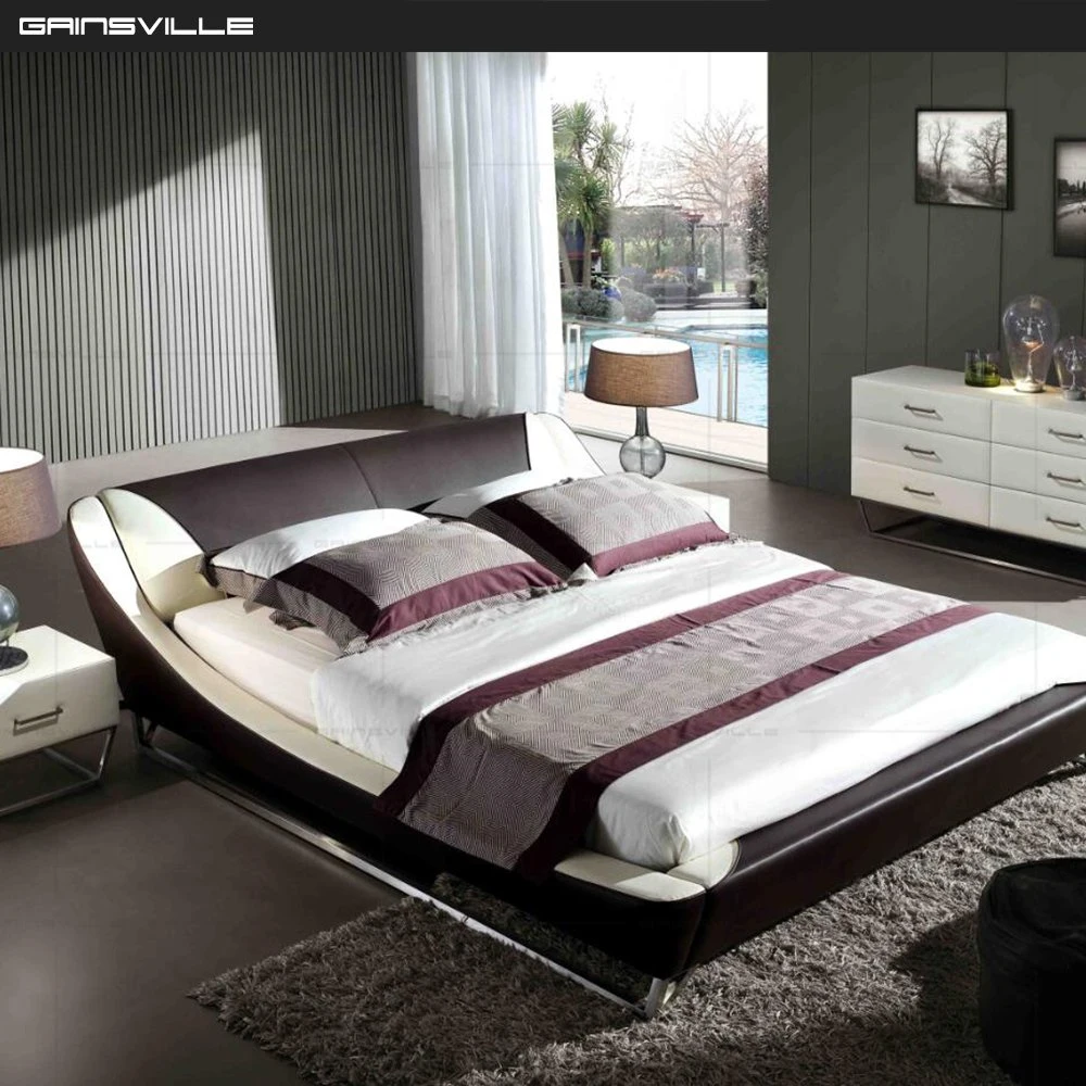 Modern Bedroom Furniture Beds Home Furniture with Couple of Stainless Steel Legs Gc1691