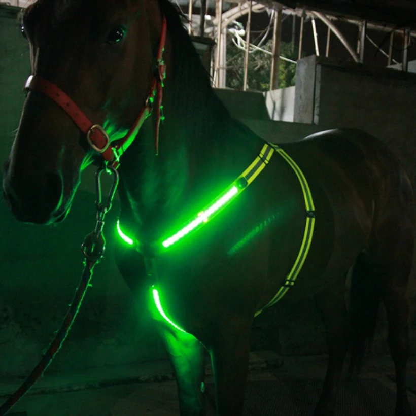 Rechargeaable Reflectrive Safety Warning Horse Chest LED Strap