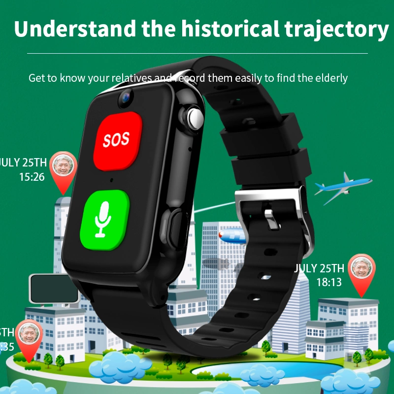 4G Elderly Smart Phone Bracelet GPS Positioning with Heart Rate Temperature Measurement Sos Smart Bracelet Avp031s8