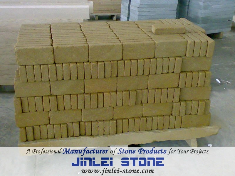 Sandstone Cobblestone, Reclaimed Tumbled Yellow Sandstone Paver