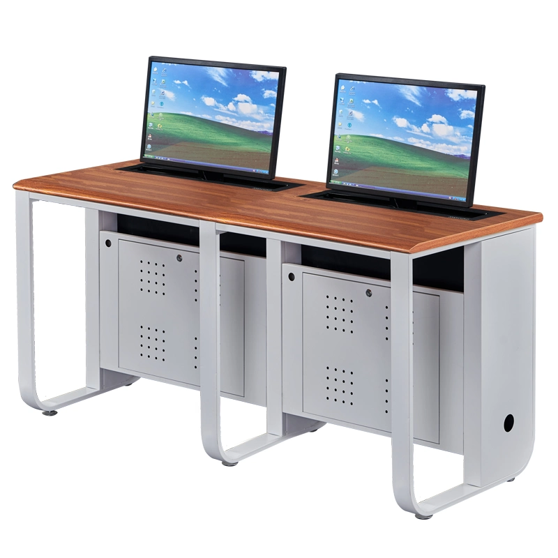 Sala de aula da sala de conferência da mesa de trabalho com computador e monitor motorizado moderno Training Desk
