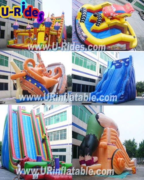 Toboggan gonflable de parc d'attractions de qualité commerciale pour enfants et adultes.