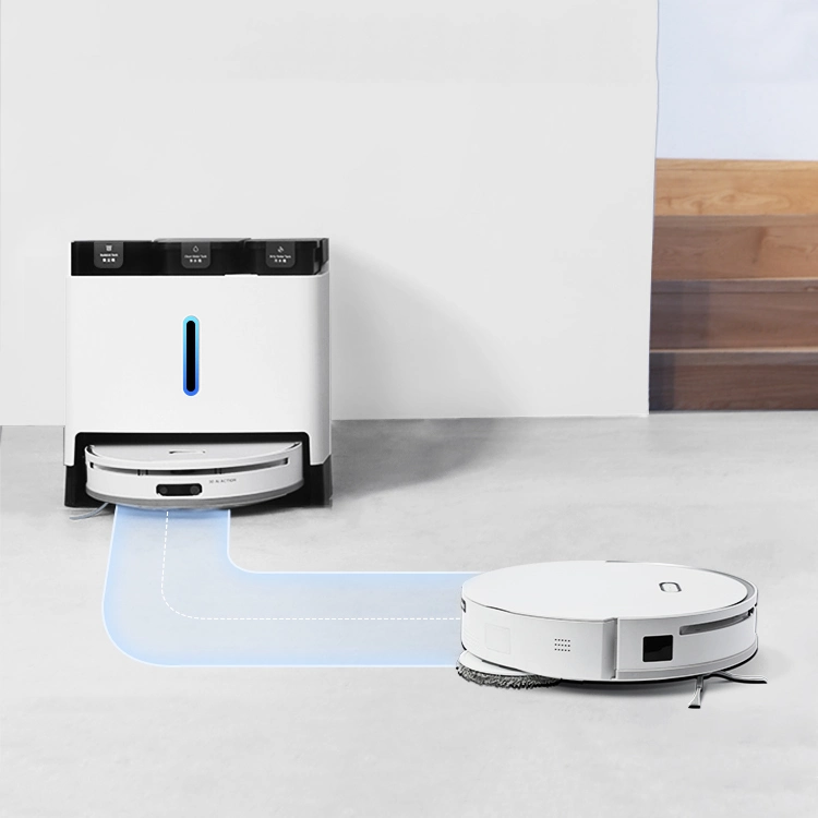 Neuer Design All-in-One-Basisstation Roboter-Staubsauger mit Auto Leerer Waschfülldock 6000PA Saugkraft Doppeltes Wischen