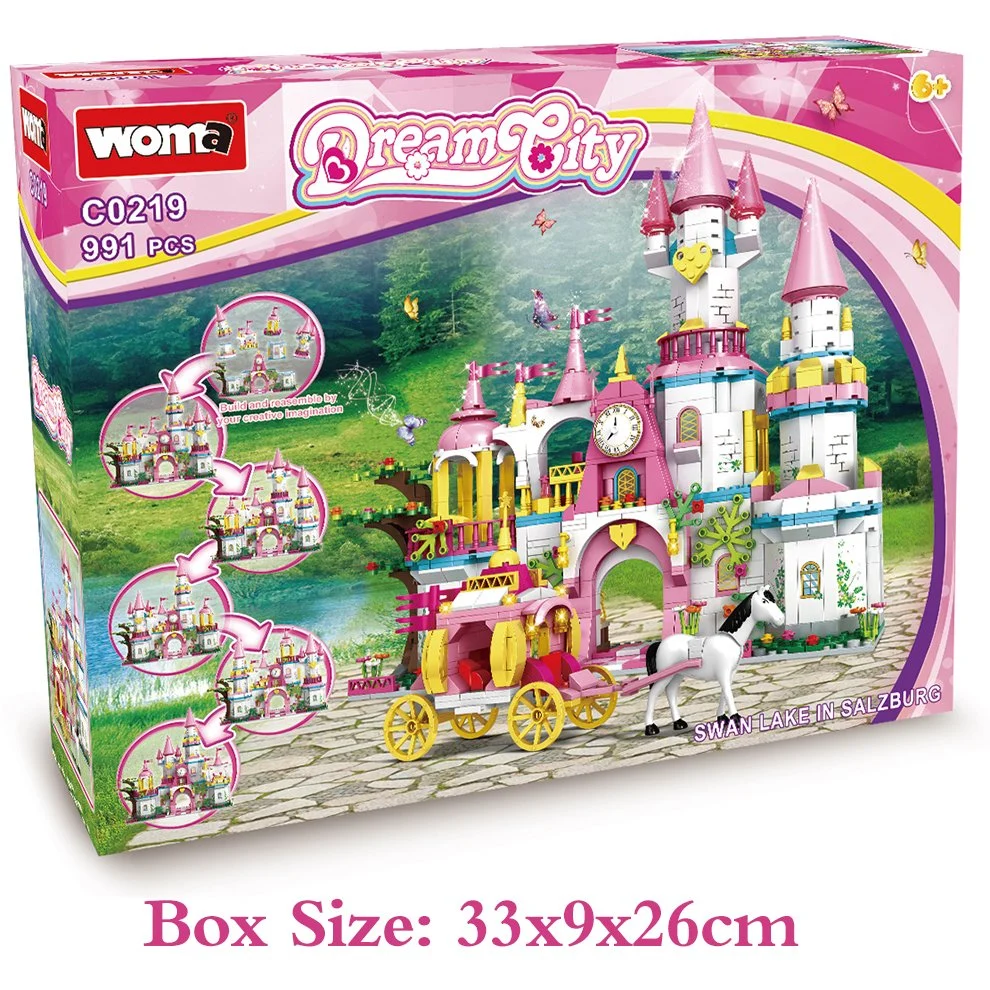 Woma Jouet Vente au détail Étudiant Princesse Prince Château Maison Modèle Construction Bloc Cadeau Enfants Carrosse Jardin Oyuncak Jouet Brique DIY Jouet