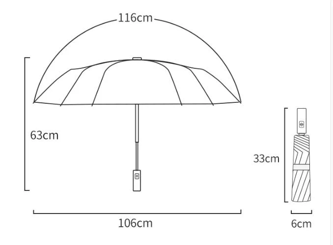 Strong Windproof Automatic Wood Handle 3 Fold Folding Umbrella