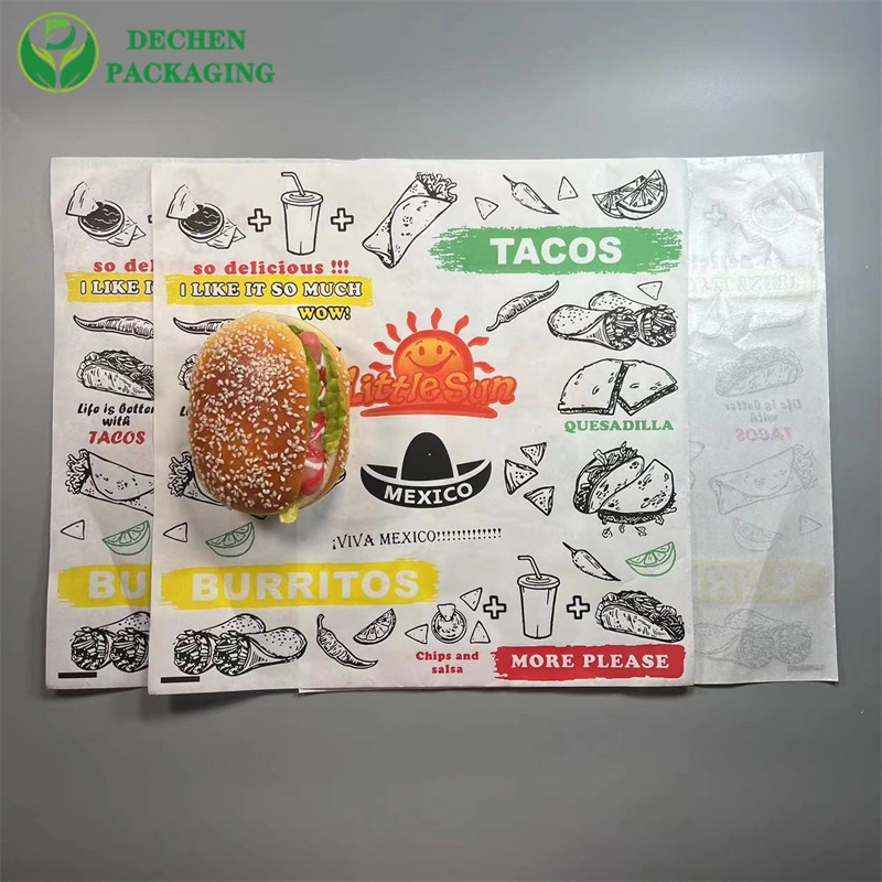 Wholesale Custom Shawarma Chips Greaseproof Baking Cupcake Liner Hamburger Fried Wax Wrap Sandwich Packaging Roll Sugar Food Wrapping Paper for Foil Burger Deli