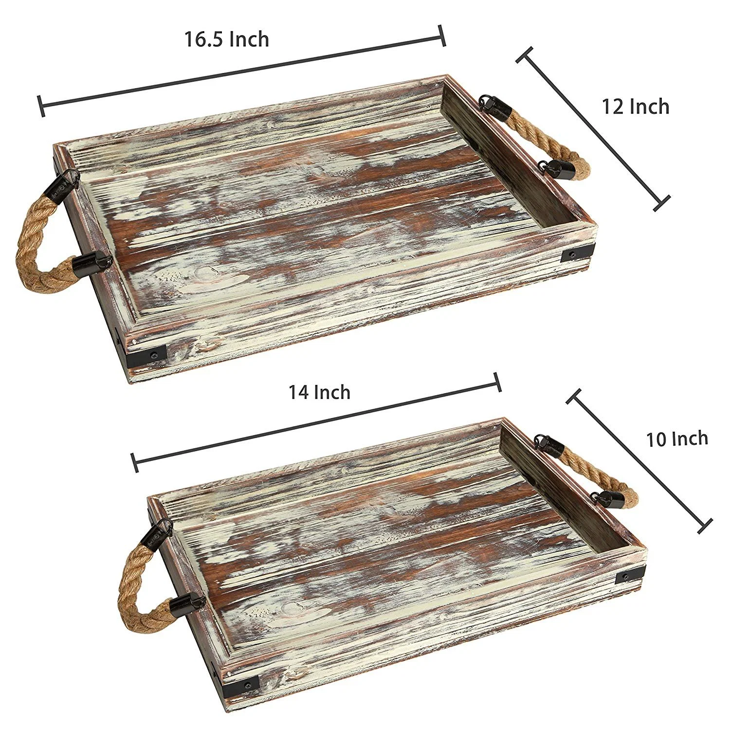 Custom Printed Hotel Homestay Service Breakfast Tray with Handle Old Shabby Style Square Wooden Tray