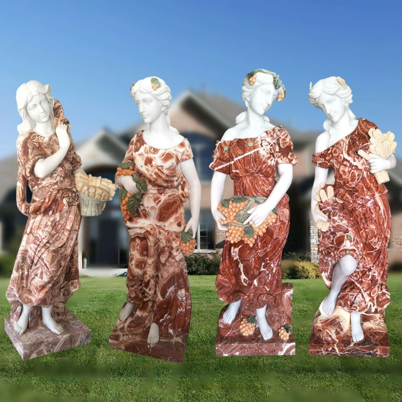 Garden Marble Carvings Four Season Stone Figure Sculpture with 15% off