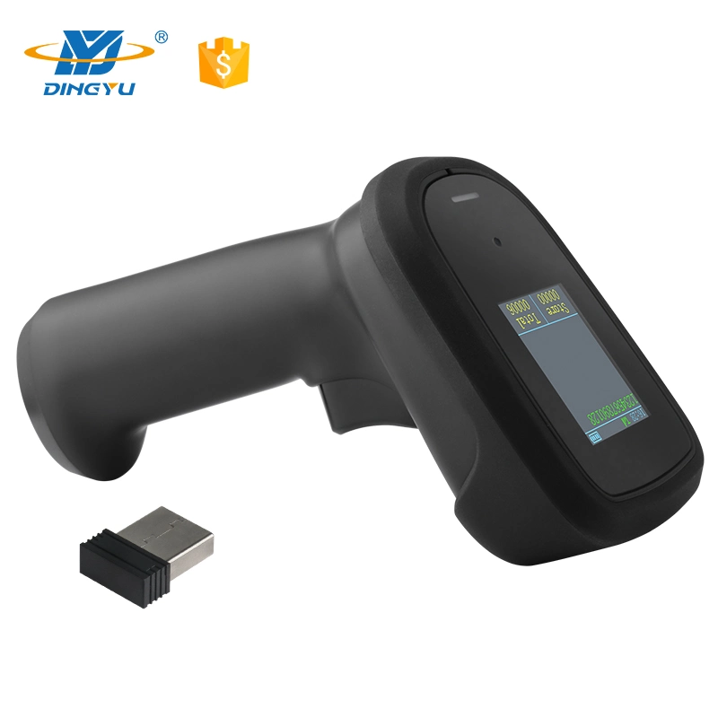 1d de mano Industrial Wireless Scanner de códigos de barras 2D con pantalla TFT de escáner