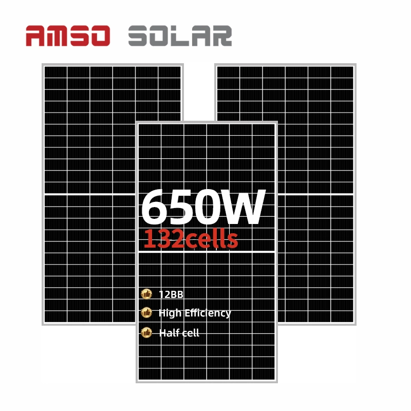 Renewable Energy Monocrystalline 650W Solar Panel Half Cell with 25 Years Warranty for Sale