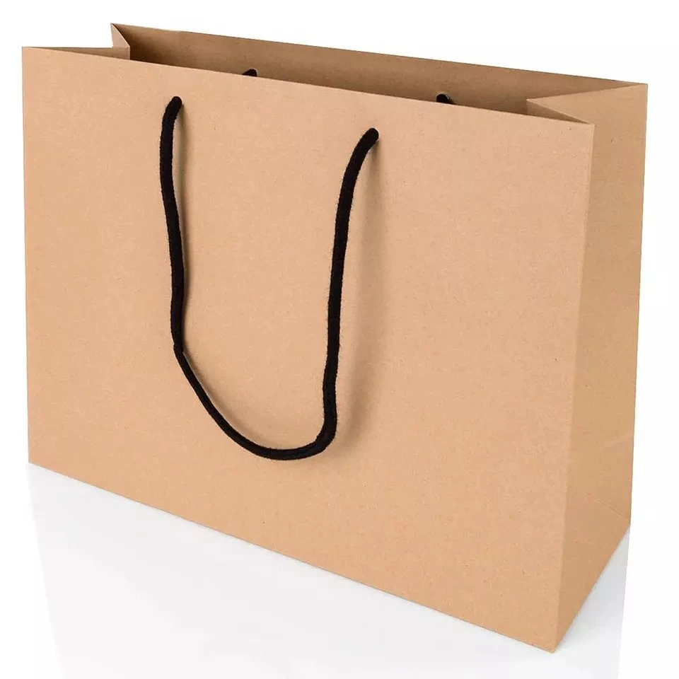 Custom Print Luxury Matt Black Gift Bags & Kraft Paper with Handles