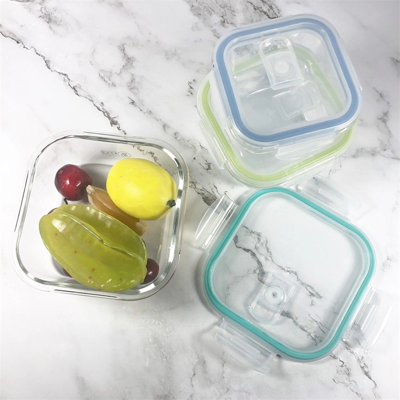 Heat Resistant 360ml High quality/High cost performance  Flower Decal Glass Lunch Box Food Storage Container Set Glassware