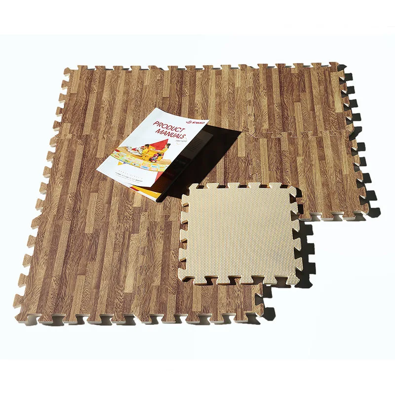 OEM High Quality Sound Insulation Anti-Skid Wood Grain EVA Puzzle Tapete de chão com revestimento de bloqueio e tapete desportivo de tamanho personalizado