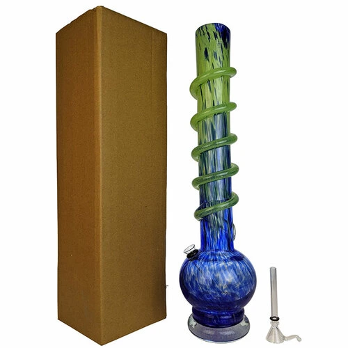 18" Lifted Round Bottom Twist Grip Soft Glass with Funnel Slider Hookah