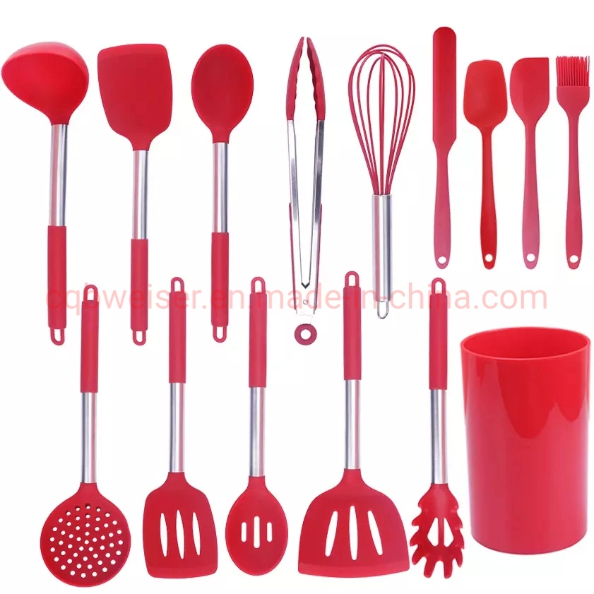 Kitchenware Heat Resistant Silicone with Stainless Steel Handle Cooking Set