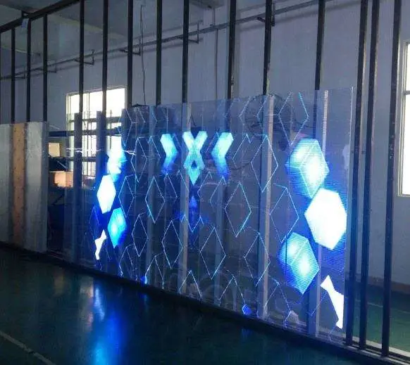 Indoor Mesh Full Color Rental LED Video Screen Fixed Transparent P3.91-7.81 Glass LED Display