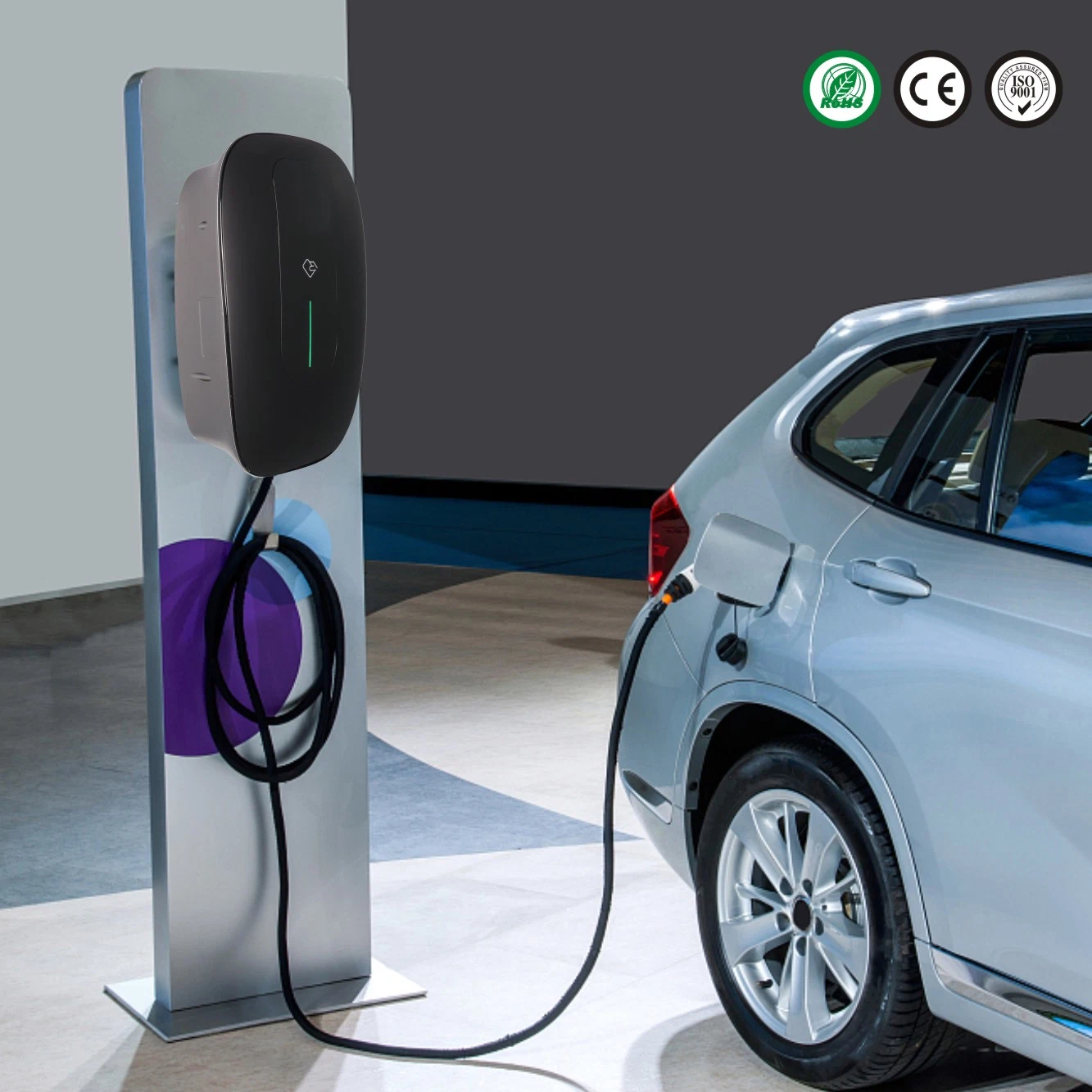 Boîtier en plastique usine OEM 1 phase AC montage mural EV Chargeur de voiture APP chargeur EV 7kw boîte murale