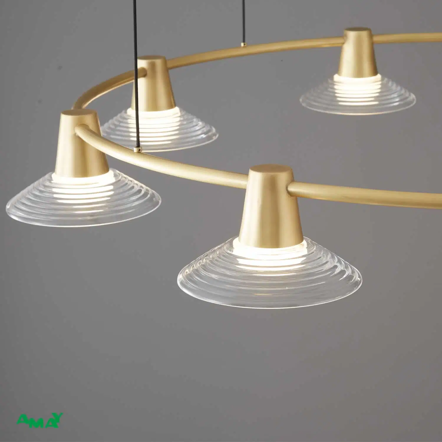 Brass LED Modern Copper Glass Shade Hanging Lamp Interior Lighting Home Longmont Chandelier