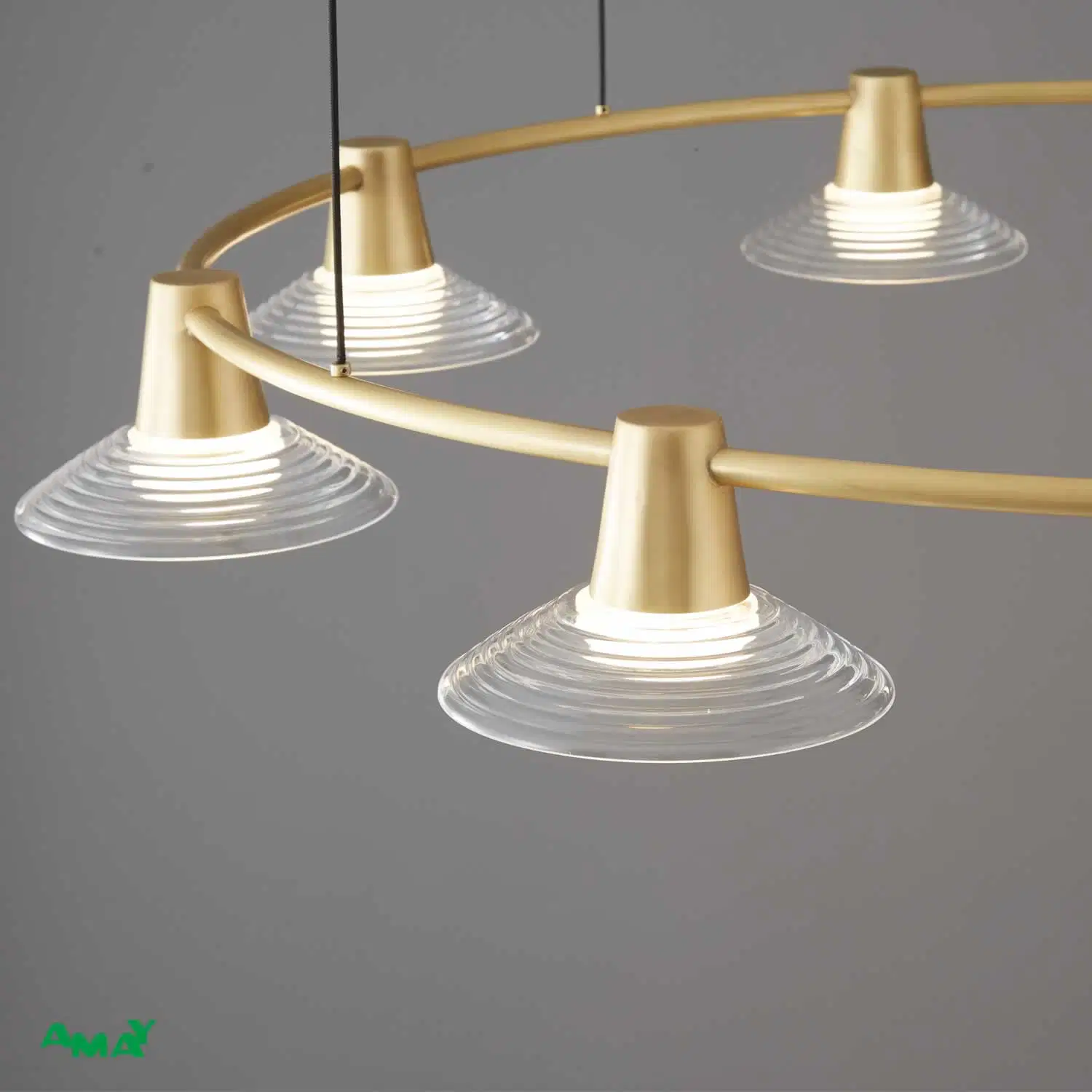 Éclairage intérieur de la lampe suspendue moderne en verre cuivré à LED en laiton Home chandelier Longmont