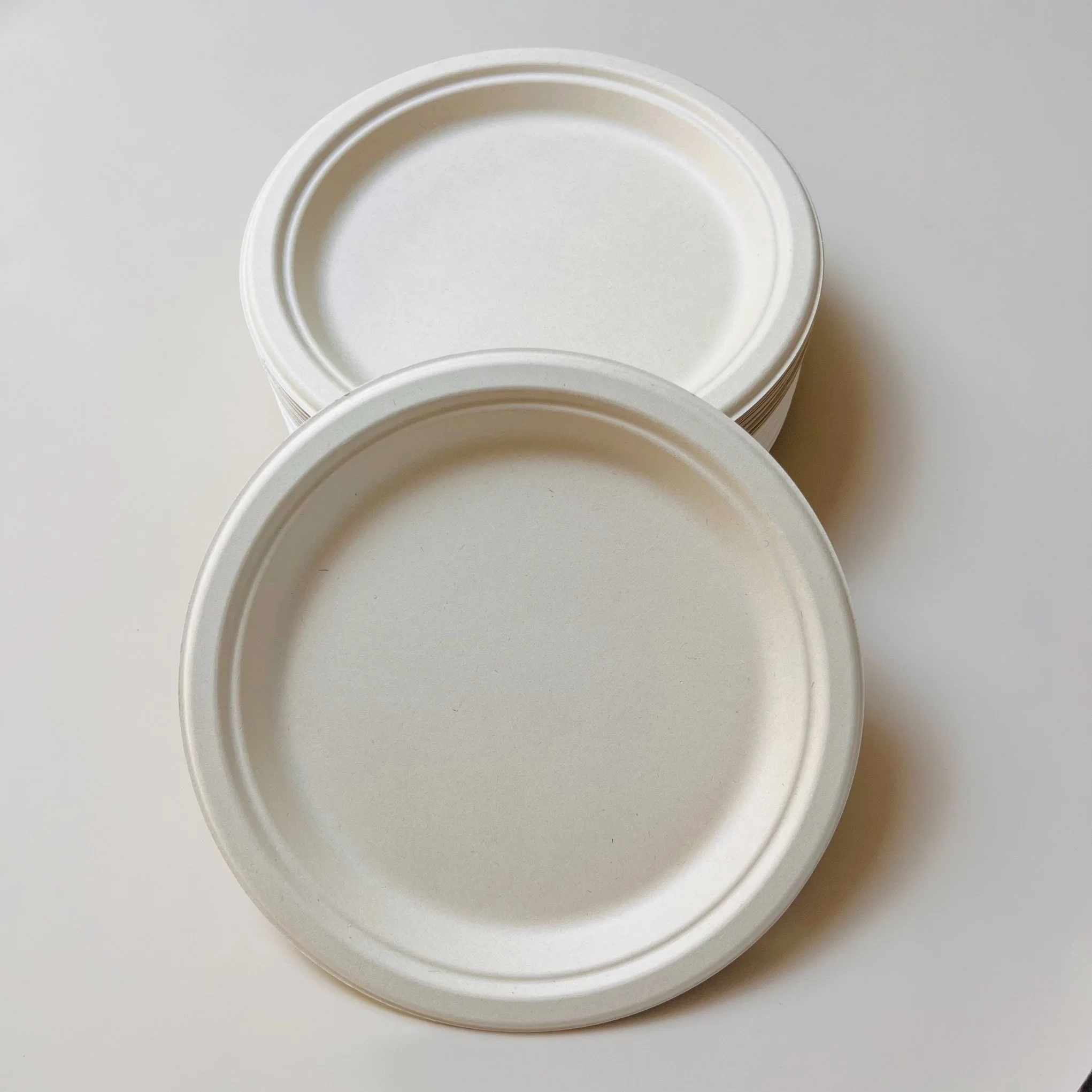 Bagaço de cana-de-açúcar placa redonda compostável placa de papel biodegradável descartável Placa de alimentos para recipientes