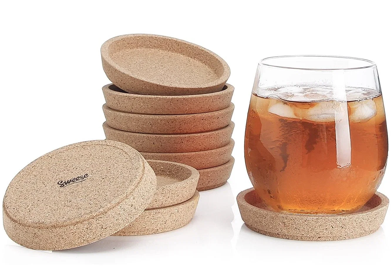 Supplier Stock Cork Mug Base Concave Cup Coaster Biodegradable Cup Holder