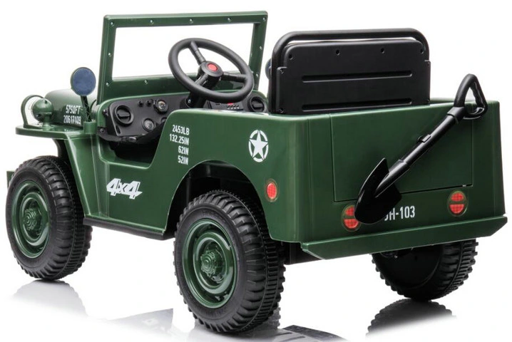 4X4 tout terrain électrique pour enfants, véhicule d'époque 12 V avec éclairage, suspension, musique, avertisseur sonore, commutateur de vitesse