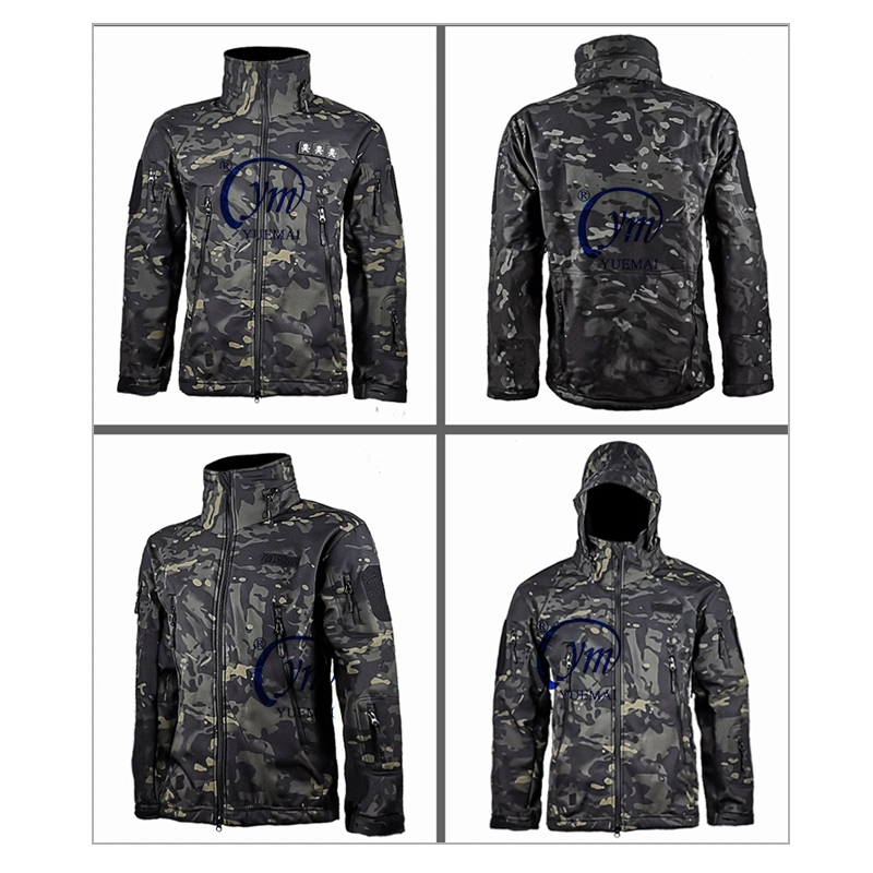 Outdoor Tactical Jacket Men's Stand-up Collar Polyest Thick Coat Autumn Winter Windproof Soft Shell Camouflage Clothing