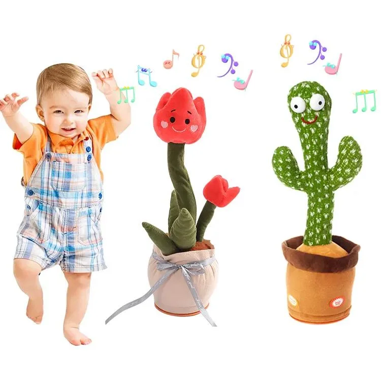 Children's Creative Toys Dancing Cactus Skin Electric Talking Cactus Plush Toys for Novelty Gifts
