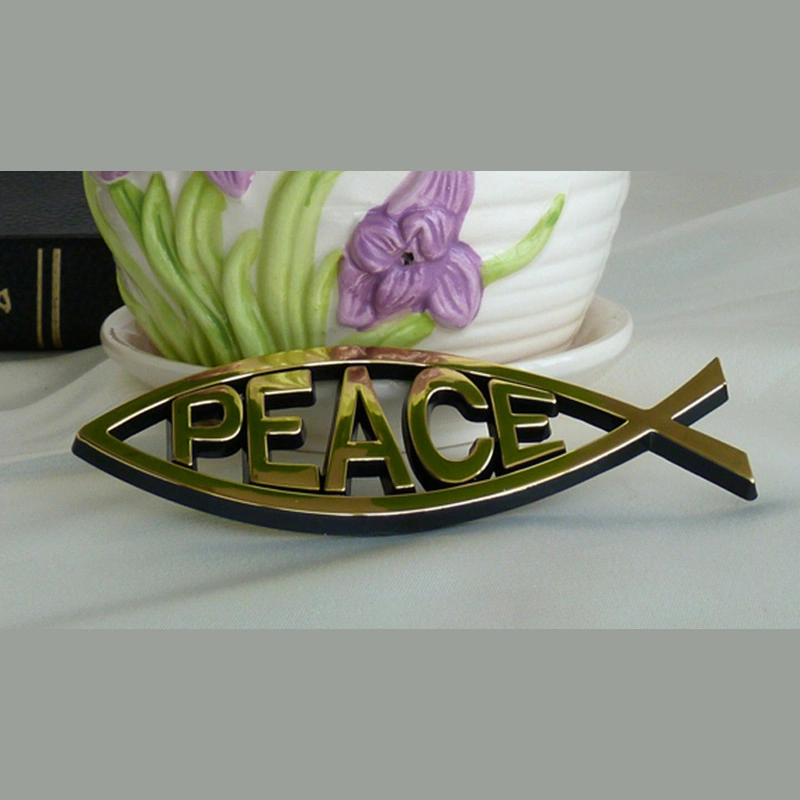 Golden Silver Luster Peace Fish Shaped Car Sticker Auto Sticker for Gc-Xr-Ca015