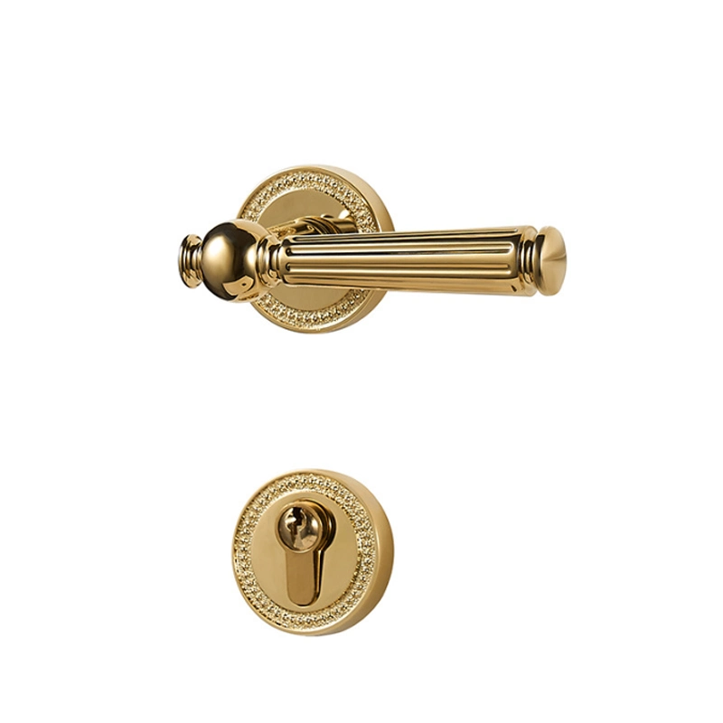 Mute All Copper Room Wooden Door Lock Gold Home Door Handle