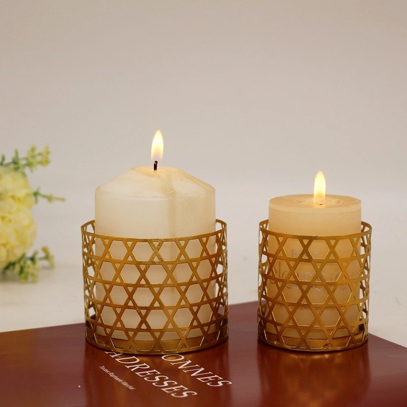 Nordic Gold Geometric Iron Candle Holder