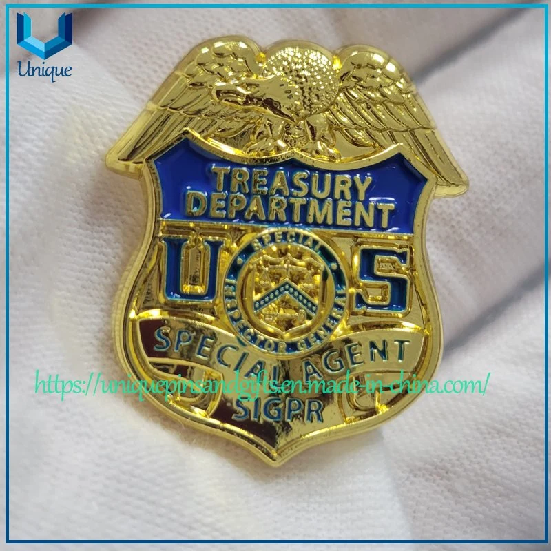 Custom Cyber Police 3D Gold Metal Brooch, Mini 1 Inch Height Police Lapel Pin