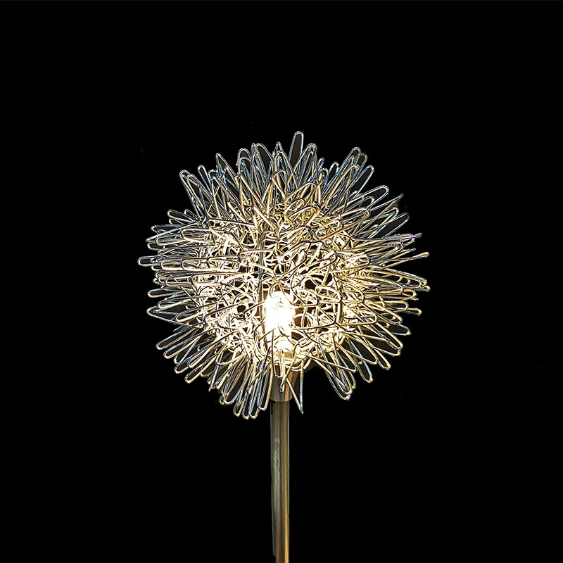 Venda por grosso de fabricantes de fio de alumínio Ball Dandelion lâmpada luminosa exterior Iluminação de jardim relvado do Projeto Plug Lâmpada Paisagem