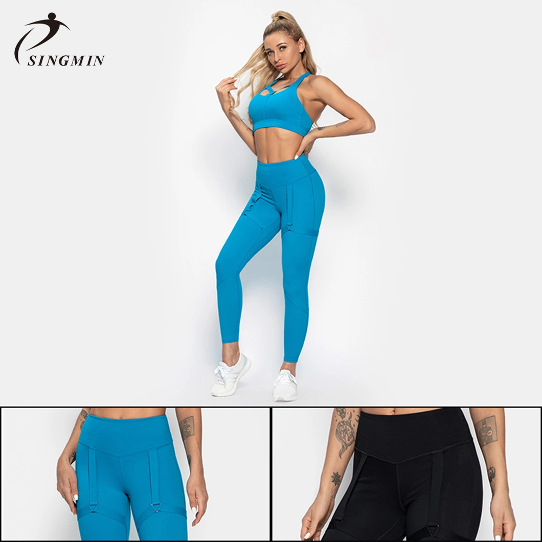 High Waist Yoga Leggings and Sports Bra Set Compression Gym Leggings Wear Sexy Female Fitness Sets