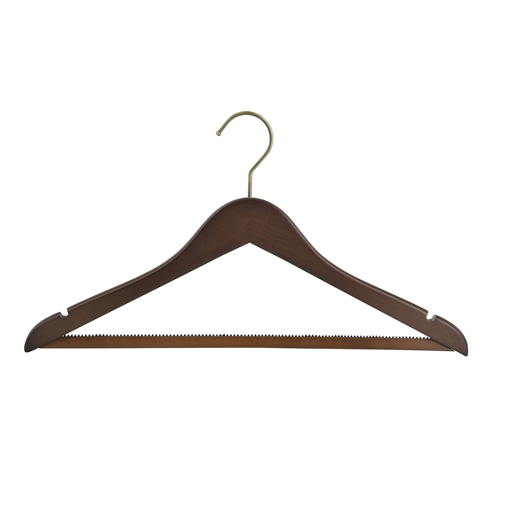 Durable Non Slip Wooden Hanger Archaize Color Adults Hanger with Anti Slip Trouser Bar