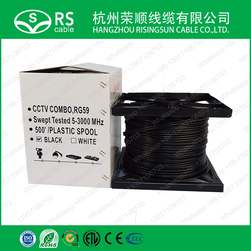 Precio de fábrica Rendimiento de alta calidad/alto costo 18AWG Rg59+2c cable Siamese cable Cámara cable Cable de alimentación prefabricado cable CCTV para vigilancia