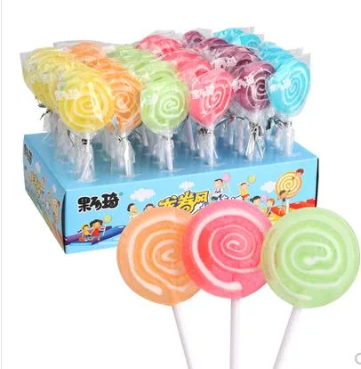 حلويات دائرة أحمر والأخضر Lollipops Jelly Stick Candy Lollipops