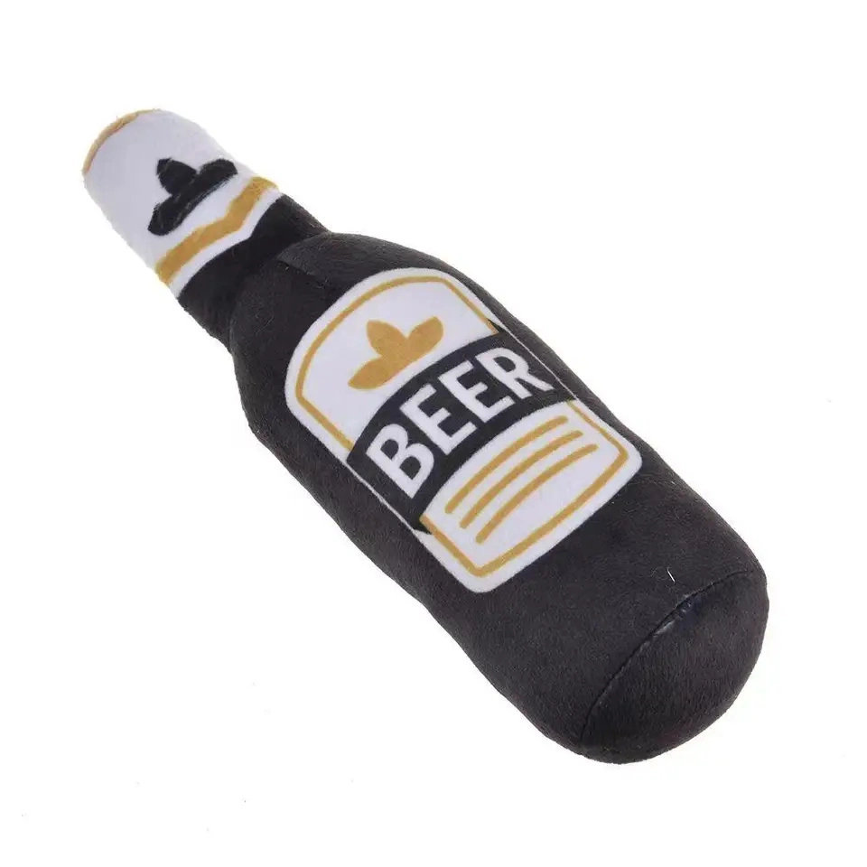 New Product Funny Design Wine Bottle Plush Squeaky Pet Chew Toys