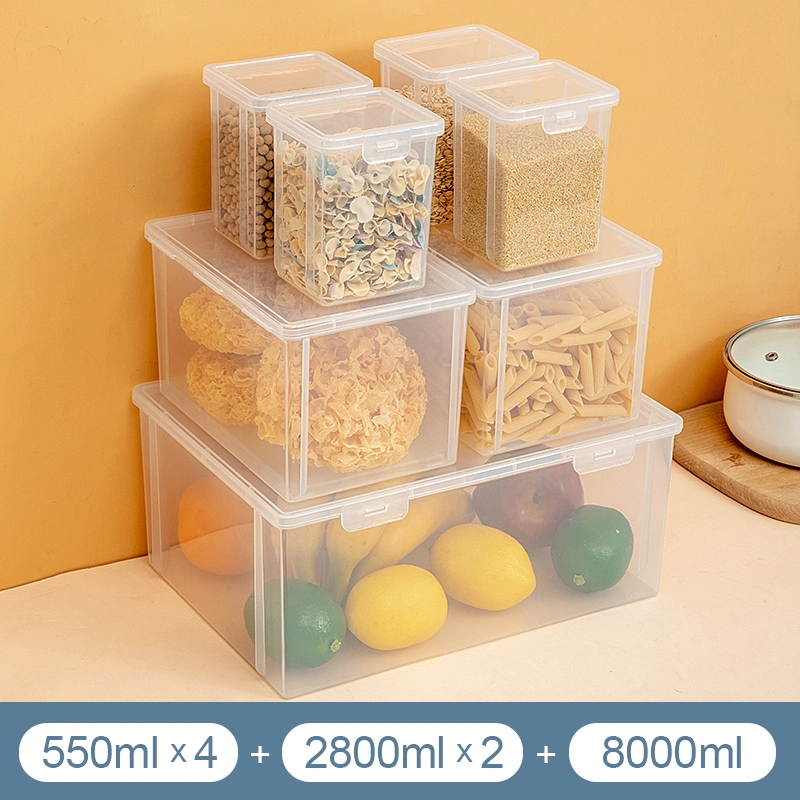 7 in 1 Set Good Quality PP Plastic Safe Food Storage Container Box Set with Lid and Buckle