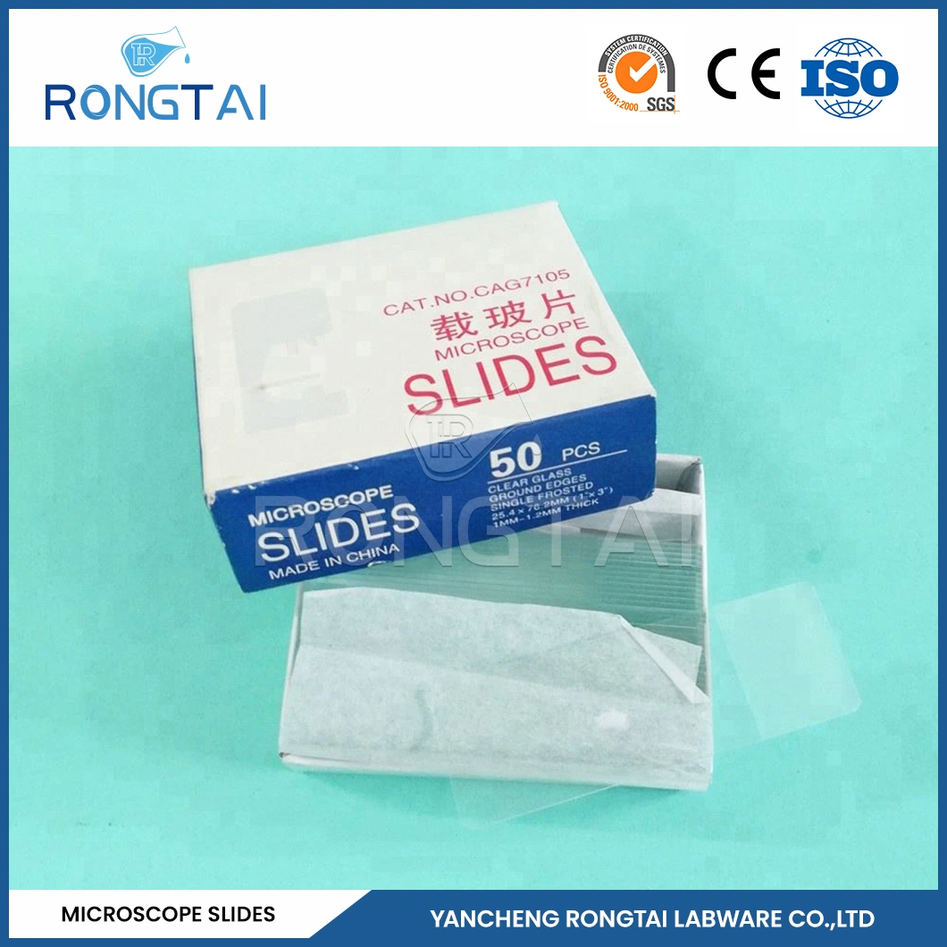 Rongtai Medical and Laboratory Consumíveis Factory Circular Microscope Slides China 7101 7102 7105 7107 7109 lâminas de vidro em laboratório