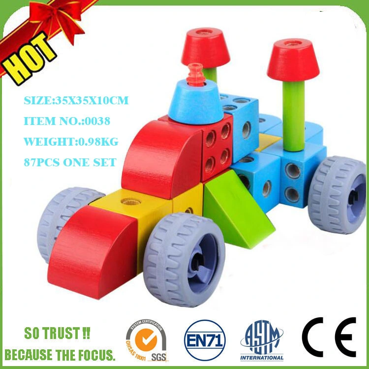 Wooden Fire Engine Toys, Building Blocks Toys Fire