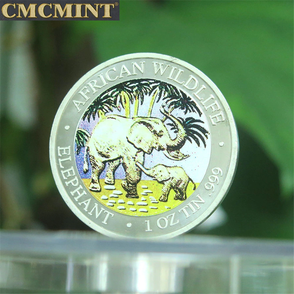 1 Oz Tin Elephant Round Coin