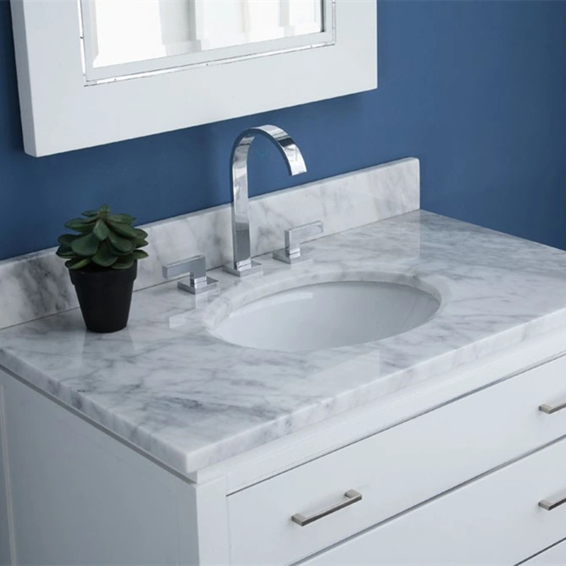 White Marble Vanity/Cabinet/Worktop/Countertop for Bathroom 36 Inch Marble Sink