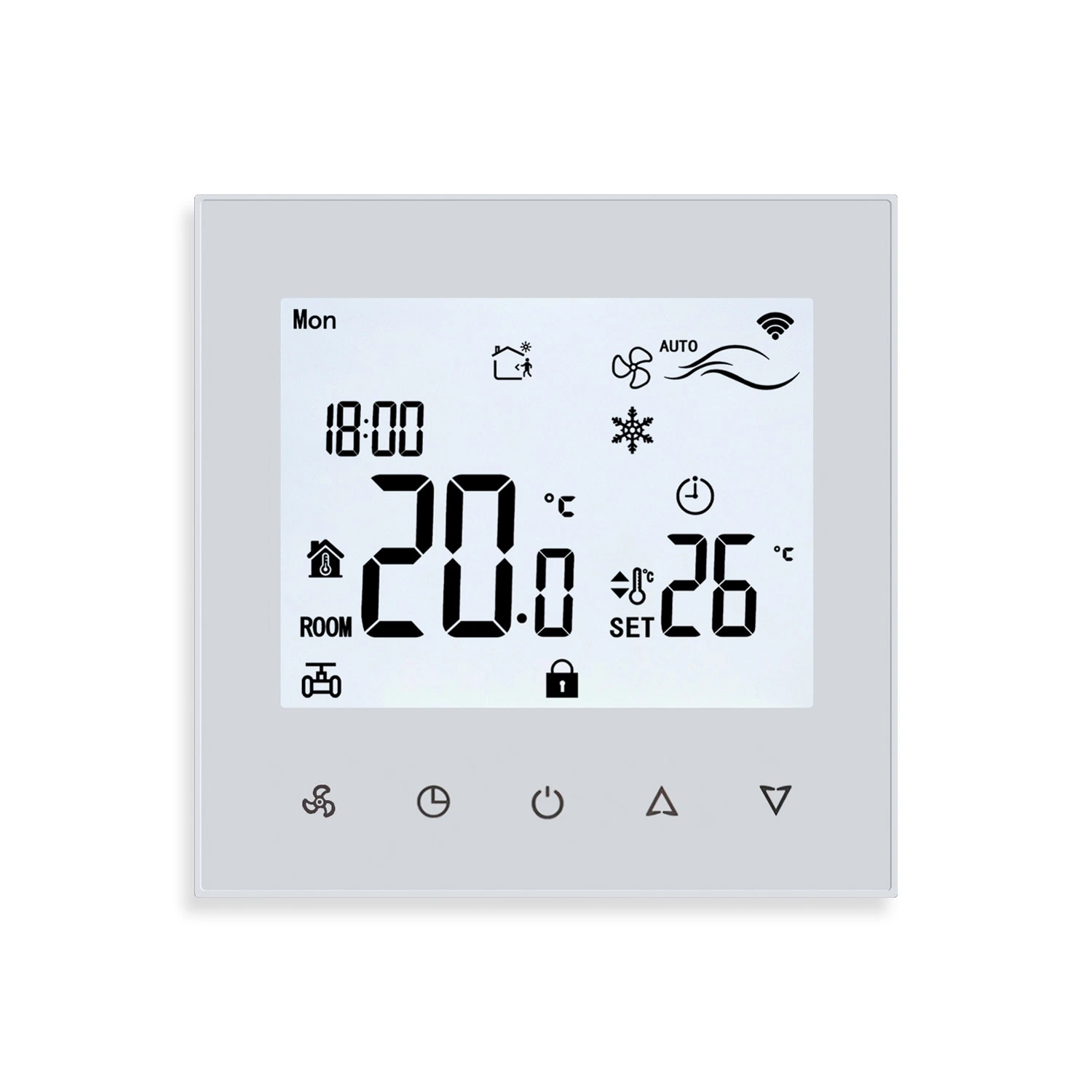 Thermostat central de climatisation WiFi pour 2 tuyaux 4 tuyaux Chauffage et refroidissement de l'unité de bobine de ventilateur à 3 vitesses