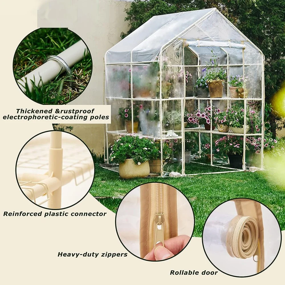 Greenhouse- Indoor Outdoor with 8 Sturdy Shelves-Grow Plants, Seedlings, Herbs, or Flowers in Any Season-Gardening Rack