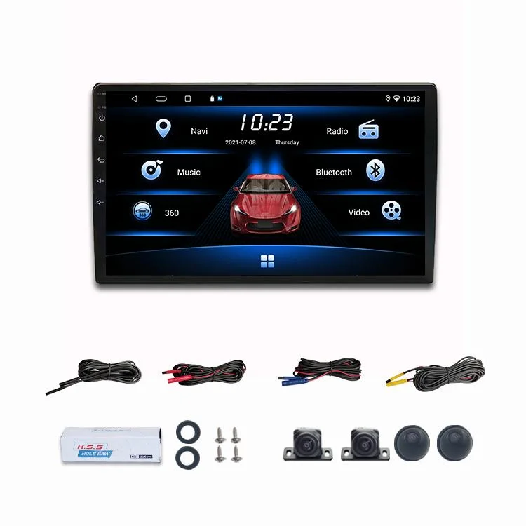 Wemaer Monitor de estacionamiento Android Player 2+32g 1080p Navegación alrededor de la cabeza Unidad 10 pulgadas pantalla táctil Universal Android Radio para coche