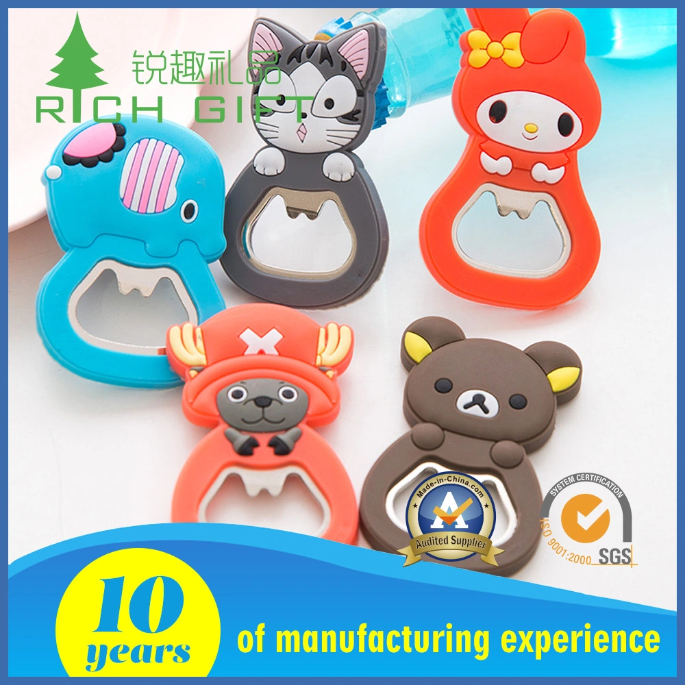 Unique Design Custom Eco Friendly Rubber PVC 3D Cute Cartoon Fridge Magnet Bottle Opener for Kids